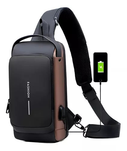 Mochila Antirrobo - Pechera Morral con Clave Impermeable Con puerto USB