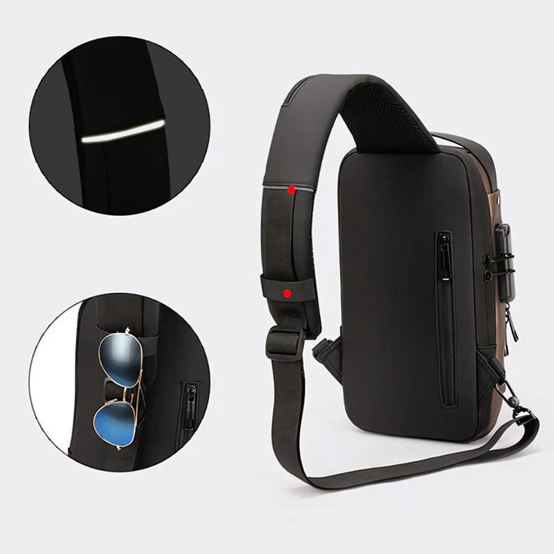 Mochila Antirrobo - Pechera Morral con Clave Impermeable Con puerto USB