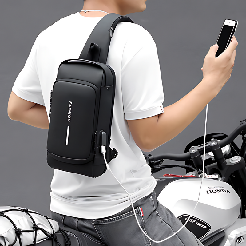 Mochila Antirrobo - Pechera Morral con Clave Impermeable Con puerto USB